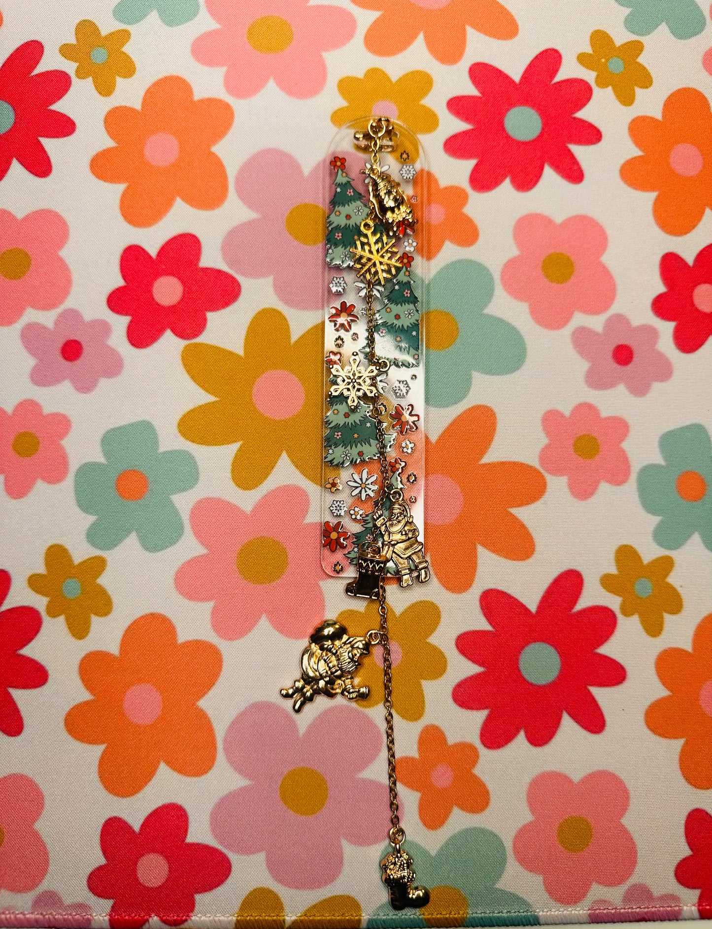 Christmas Tree Acrylic Bookmark With Gold Charm