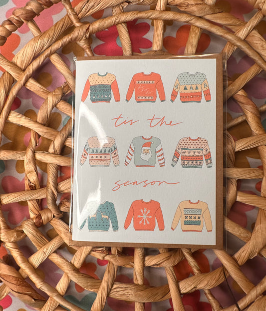 Tis the season Christmas sweater Greeting Card